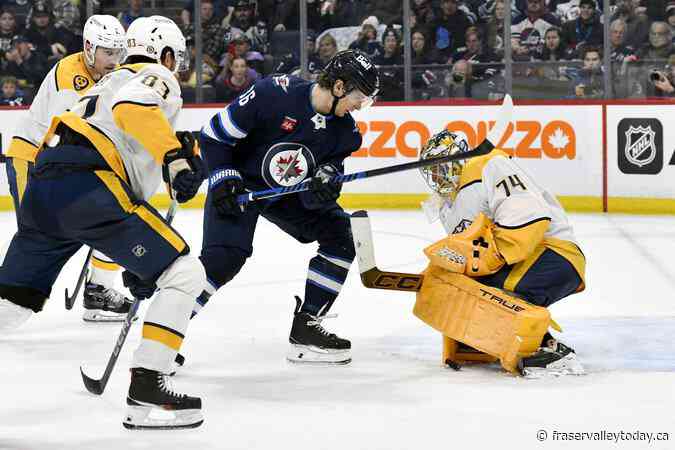 Vilardi, Hellebuyck lift Jets to 3-0 win over Predators