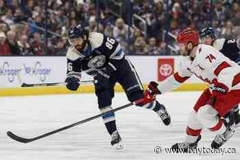 Fantilli scores in the 4th round of a shootout as Blue Jackets beat Hurricanes 4-3