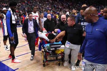 Pistons guard Jaden Ivey exits court on stretcher after collision with Cole Anthony