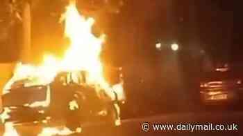 Horror moment a car EXPLODES on a residential street in East St Kilda sending huge plumes of smoke above Melbourne