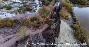 Aerial images showing aftermath of devastating flooding at Durham Massey