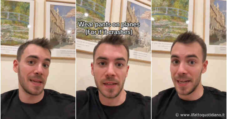 “Quale indumento non indossare mai sull’aereo? I pantaloncini. Rischiate di bruciarvi le natiche, ecco perché”: il consiglio di un assistente di volo su TikTok