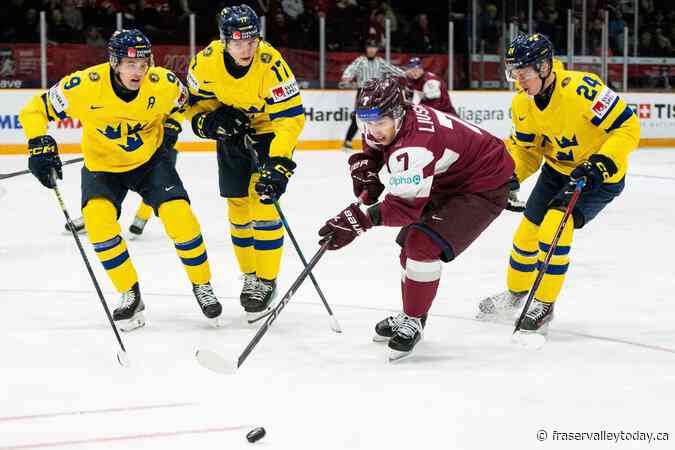 Sweden hangs on for quarterfinal win over Latvia at world junior hockey championship