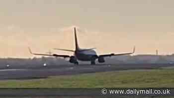 Dramatic moment plane suddenly slams on the brakes while speeding down Manchester Airport runway