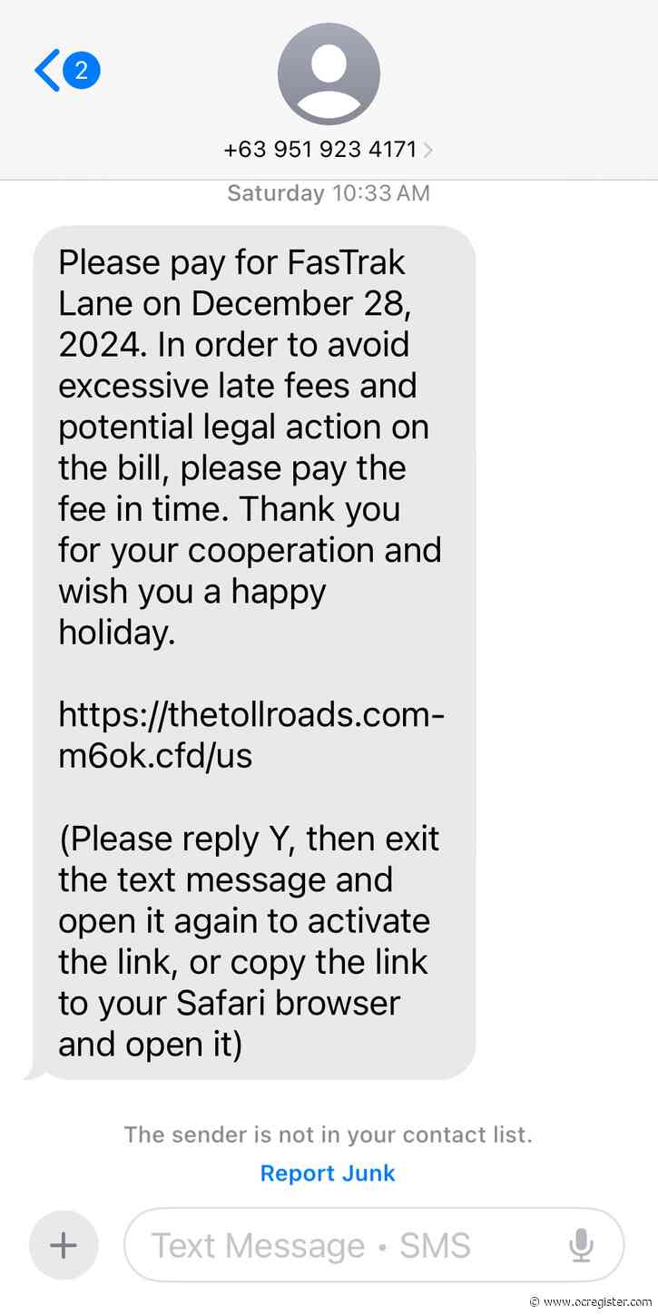 Beware of FasTrak text scams