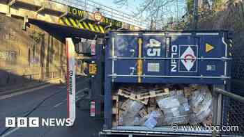 Trains suspended after lorry hits bridge