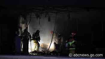 South Korean fire fighters tackle blaze in commercial building in Seongnam