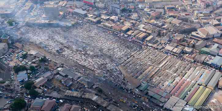 Before and after photos show how a fire destroyed a market where much of the world's secondhand clothes end up