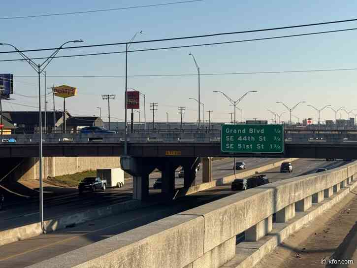 OKC Police: Woman arrested after throwing rock off I-35 bridge, hitting driver