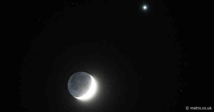 Venus shines bright beside the crescent Moon