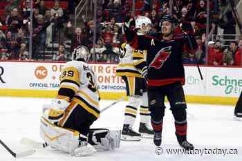 Sebastian Aho's overtime goal lifts Hurricanes to 4-3 win over the Penguins