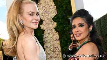 Burying the hatchet! Nicole Kidman and Salma Hayek hold hands at the 2025 Golden Globes after THAT Paris Fashion Week clash