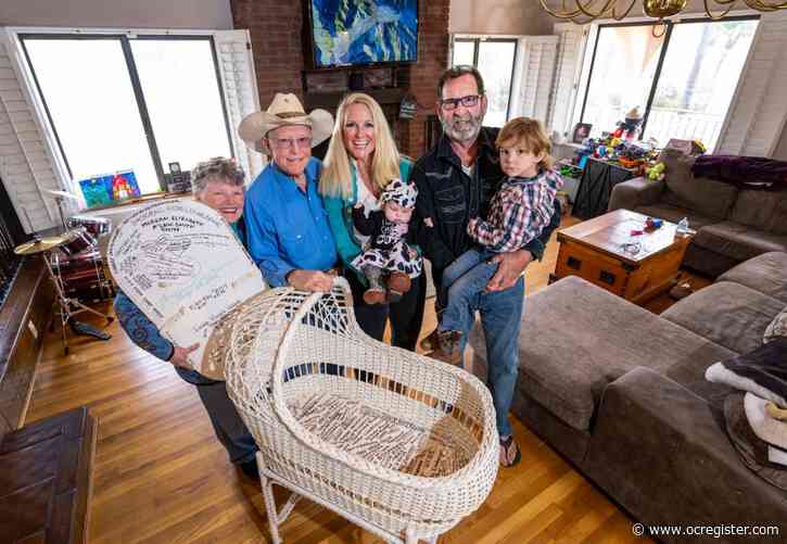 A white wicker bassinet bought in 1934 is still in use 130 babies later