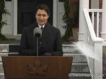 Moments before Trudeau's resignation speech, this awkward thing happened