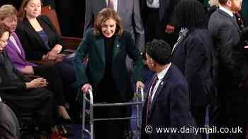 Nancy Pelosi, 84, hobbles onto House floor with a walker after hip replacement