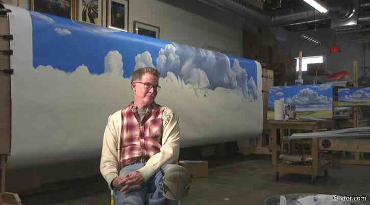 A big picture of an Oklahoma Spring: Artist David Holland works on his biggest canvas