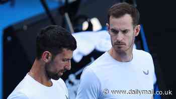 Andy Murray gets to work as Novak Djokovic's coach as tennis legends are pictured on practice courts ahead of Australian Open