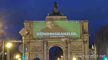 Guerilla-Aktion der Grünen: Polizei stoppt Habeck-Projektion auf Siegestor in München