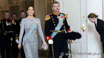 Queen Mary of Denmark stuns in chic grey gown as she hosts New Year reception for armed forces alongside King Frederik