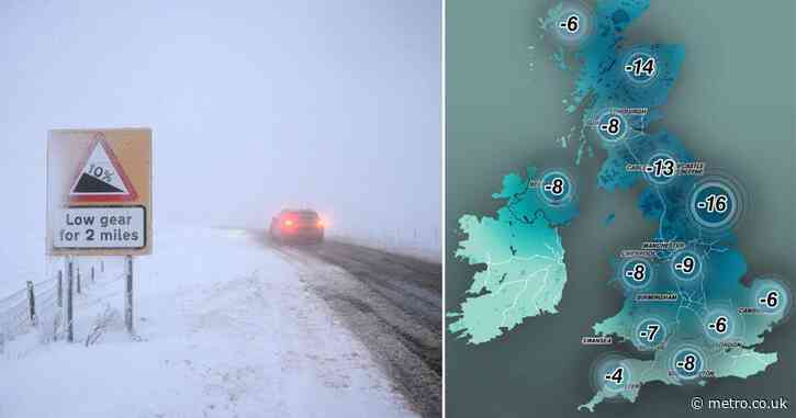 Map reveals just how cold it will be in the UK this week