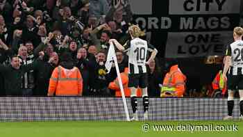 Anthony Gordon rubs salt in Arsenal wounds as he recreates Thierry Henry's iconic corner flag celebration after scoring in Newcastle's 2-0 triumph at the Emirates