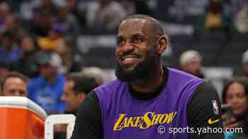 Check out LeBron James switching hands mid-air for lefty poster dunk