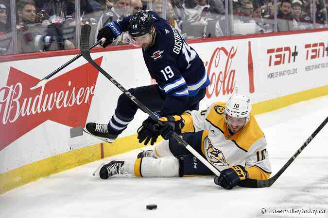 Hellebuyck nets 300th win as Jets soar past Predators 5-2