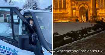 "Inspiring" nine-year-old braving the cold to help grit paths during icy temperatures