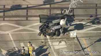 Person hospitalized after Brightline train apparently hits car in North Miami Beach