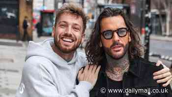 Sam Thompson is all smiles while out with best pal Pete Wicks as the Strictly star promotes his new dog show - and receives gushing support from 'proud' Jowita Przystal