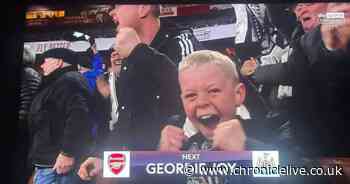 Young Newcastle United fan spotted celebrating win on TV - after 'missing school' to travel to London