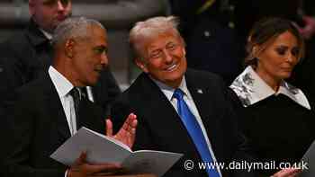 What are they talking about? Trump and Obama in VERY long conversation next to Melania at Jimmy Carter's funeral