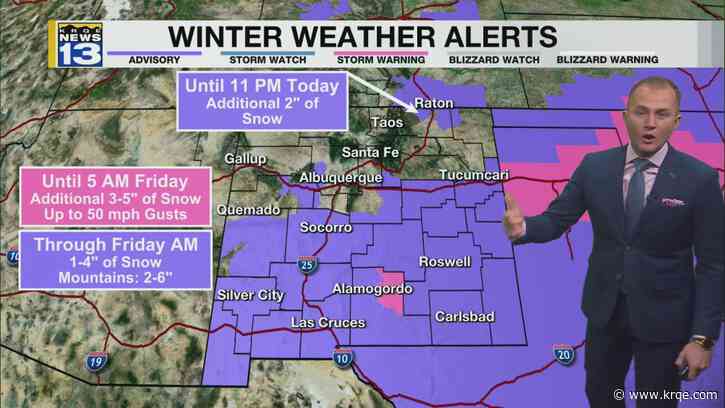 Snow moves out of New Mexico tonight, but even colder air moves in