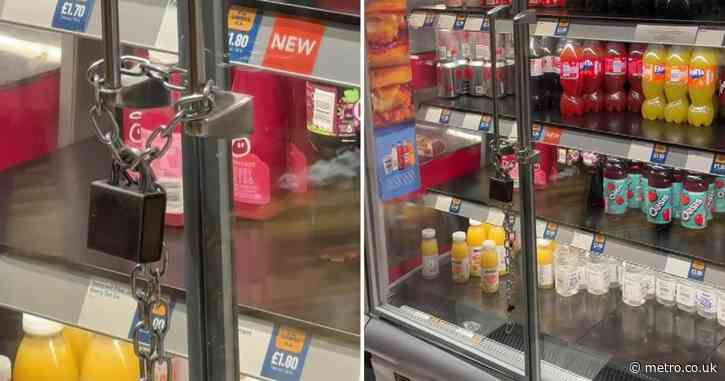 Greggs store puts massive padlock on fridges to try and stop thieves in London