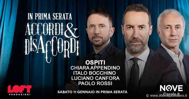 Bocchino, Appendino, Rossi e Canfora ospiti di Luca Sommi ad Accordi&Disaccordi l’11 gennaio alle 21.30 su Nove. Con Travaglio e Scanzi