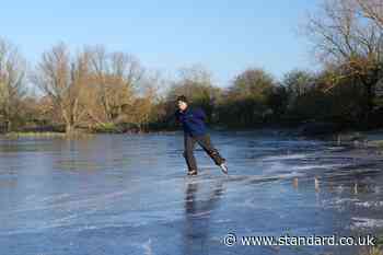 Ice skaters make most of freezing conditions on flooded Fenland fields