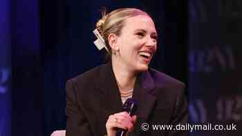 Scarlett Johansson suits up to interview actress June Squibb during Thelma screening in NYC