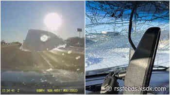 I-64 driver's windshield destroyed by flying ice chunk, video shows