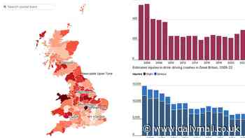 Britain's drink-driving hotspots revealed in interactive map... so how does YOUR area fare?