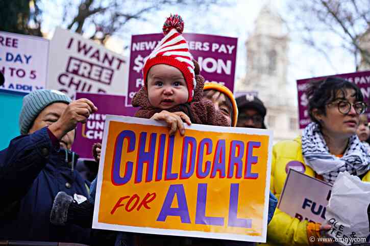 Universal childcare push at City Hall park sees hundreds of parents and tots urge City Hall to lift economic hardships, provide free programs