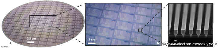 First full wafer-scale fabrication of electrically-pumped GaAs-based nano-ridge lasers on 300 mm silicon wafers