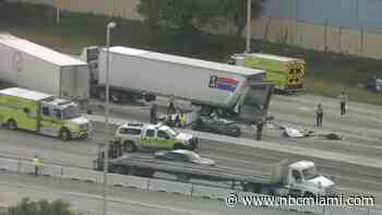 Woman ejected and killed in tractor-trailer crash on the Turnpike in Miami-Dade