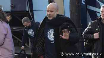 Pep Guardiola seen still wearing his wedding ring as he looks stressed on first appearance since 'split from wife of 30 years' emerged, at London hotel before tonight's Man City match