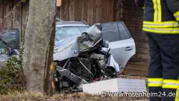 BMW prallt frontal gegen Baum und durchbricht Zaun - zwei Verletzte