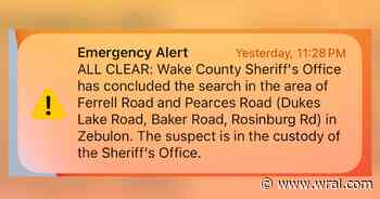 Wake County emergency alert accidentally sent to entire county after Zebulon manhunt