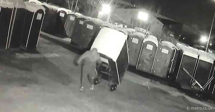 CCTV shows thieves stealing 13 portable loos during raid on depot