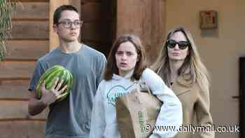 Angelina Jolie's son Knox towers over her on grocery store trip after her $80million Brad Pitt divorce victory