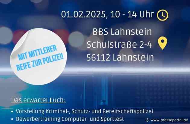 POL-PPKO: Tag der offenen Tür BBS Lahnstein - Polizeidienst & Verwaltung - Vorführungen & Bewerbungstraining