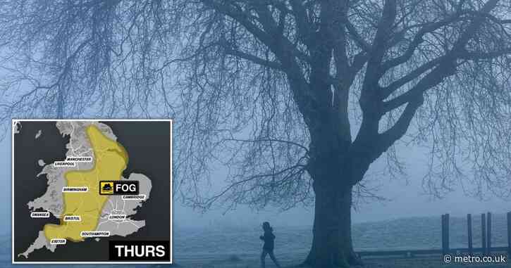 Map shows where heavy fog will cover the UK this week