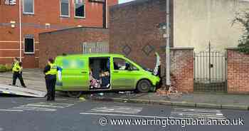 Driver taken to hospital with serious injuries after crash in Warrington town centre